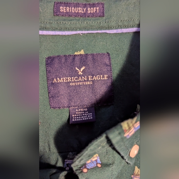 American Eagle Outfitters Green Patterned Casual Shirt - Picture 3 of 5